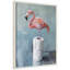Flamingo Standing with Toilet Paper Rolls Bathroom Art by Drumheller Framed Canvas Wall Art Print