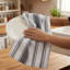 Paquet de 6 serviettes de cuisine en coton rayé, linges à vaisselle absorbants 17,7 x 26,8 po, chiffons de nettoyage réutilisables à séchage rapide, gris-129848700