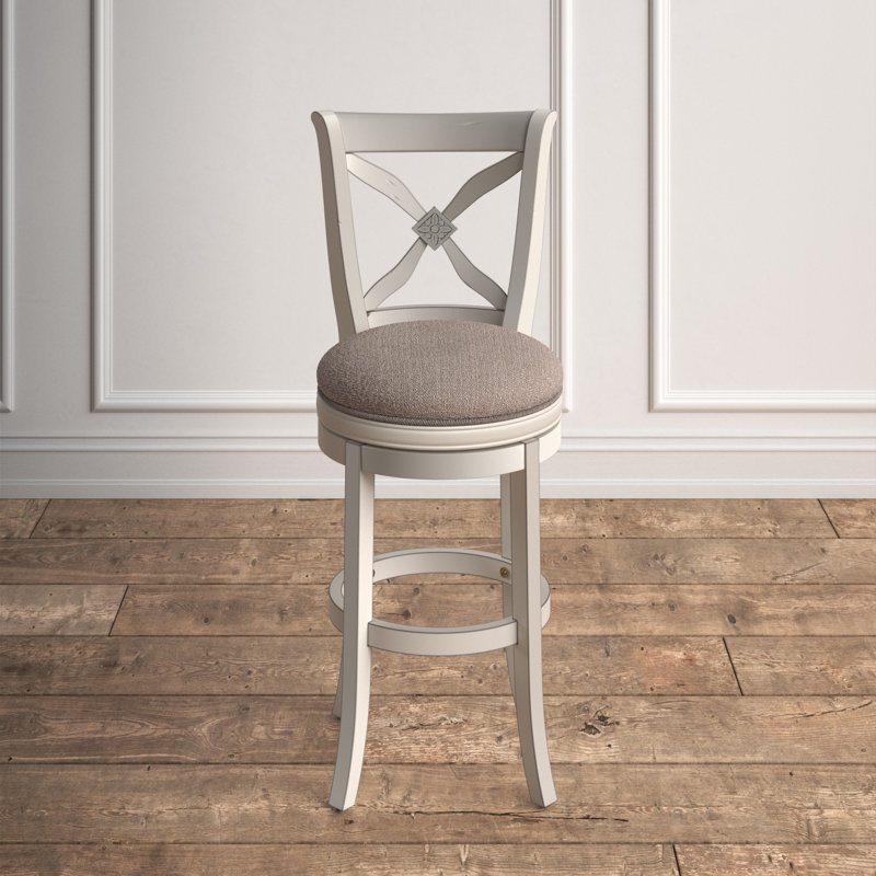 Swivel Upholstered Counter Stool with Solid Wood Frame, Bar Stool (26" Seat Height)