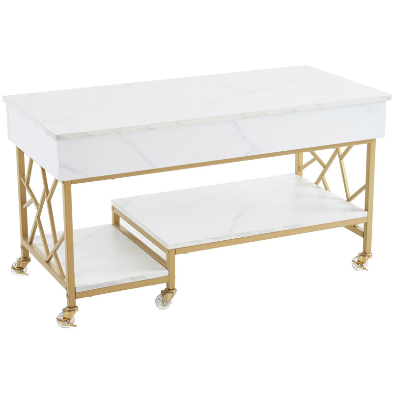 Savir Lift Top Coffee Table with Wheels and Metal Frame