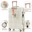 Ensemble de 4 valises, valise durable en ABS avec sac de voyage, porte-gobelet, valise rigide en ABS avec roulettes, blanc