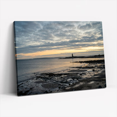 Ensemble de 1 tableau sur toile représentant un coucher de soleil sur la côte