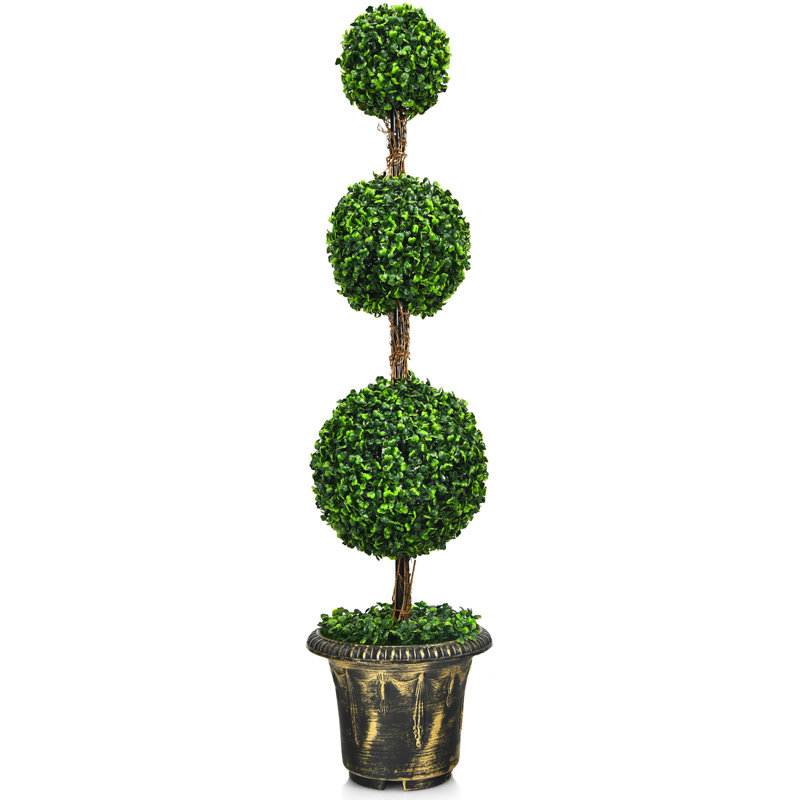 48'' Faux Boxwood Topiary in Cement Pot