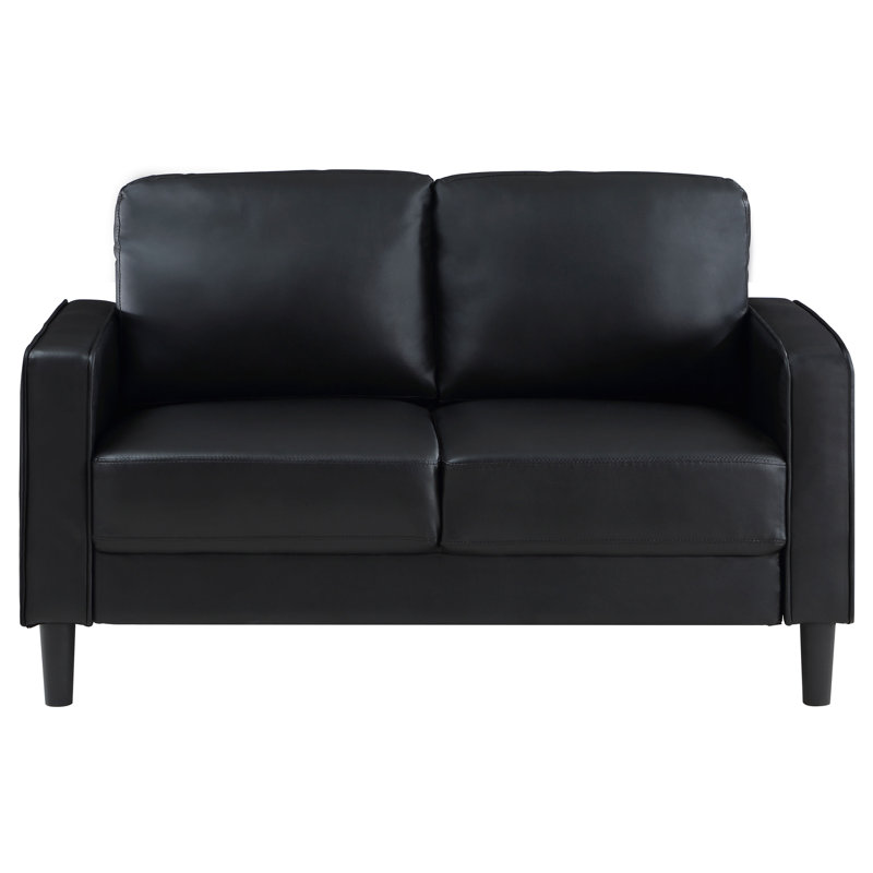 Regenal Upholstered Track Arm Loveseat Black, Black