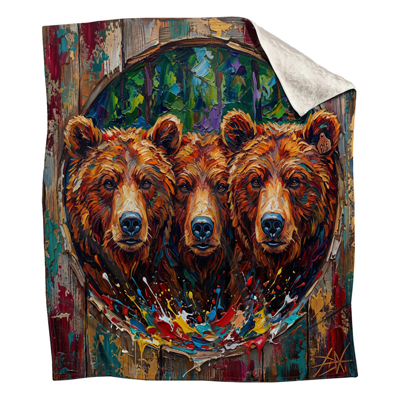 Trois couvertures Brown Bears, 50in W x 60in H