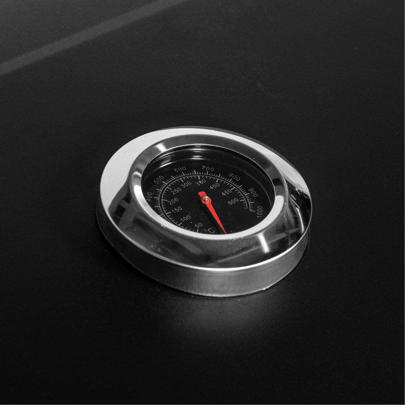 Barbecue au charbon de bois, batterie de cuisine portative pour camping et pique-nique d'extérieur. Surface de cuisson de 21,75 po x 16,5 po, table d'appoint, tablette inférieure, roulettes, poignée, noir. Cendrier coulissant pour la propreté de la cour arrière de la cuisinière
