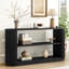 Console Modern Modern - Table de canapé mince avec tablette ouverte et grain de bois élégant-312322433