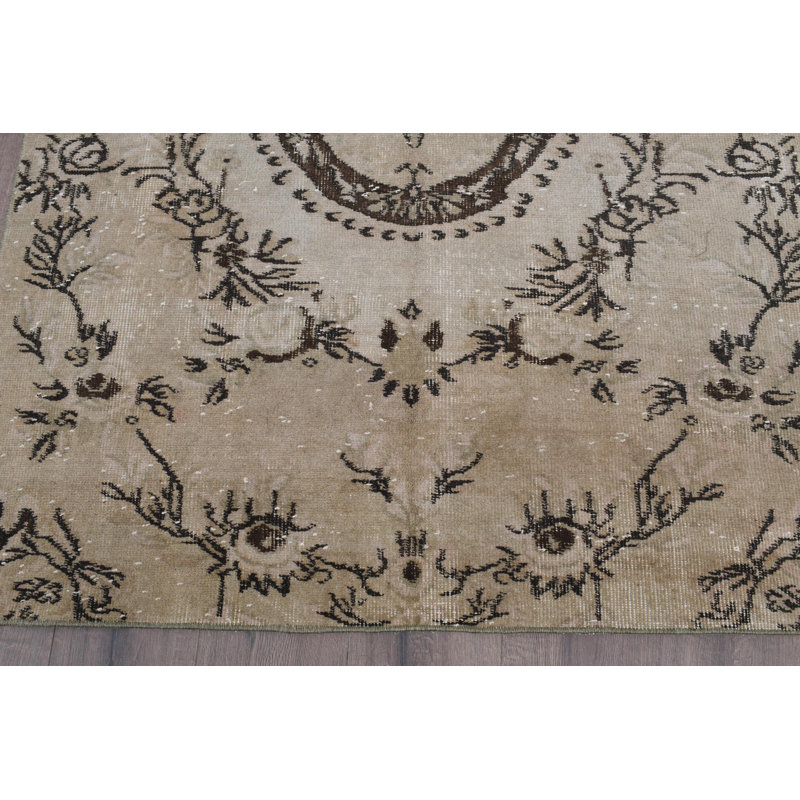 Tapis beige classique en laine patchwork 48,4 x 78,3 pouces