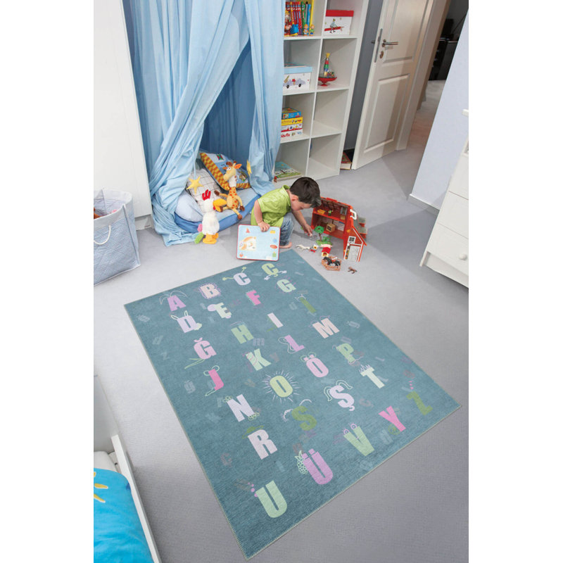 Tapis décoratif Alphabet, Rond 8 pi 3 po