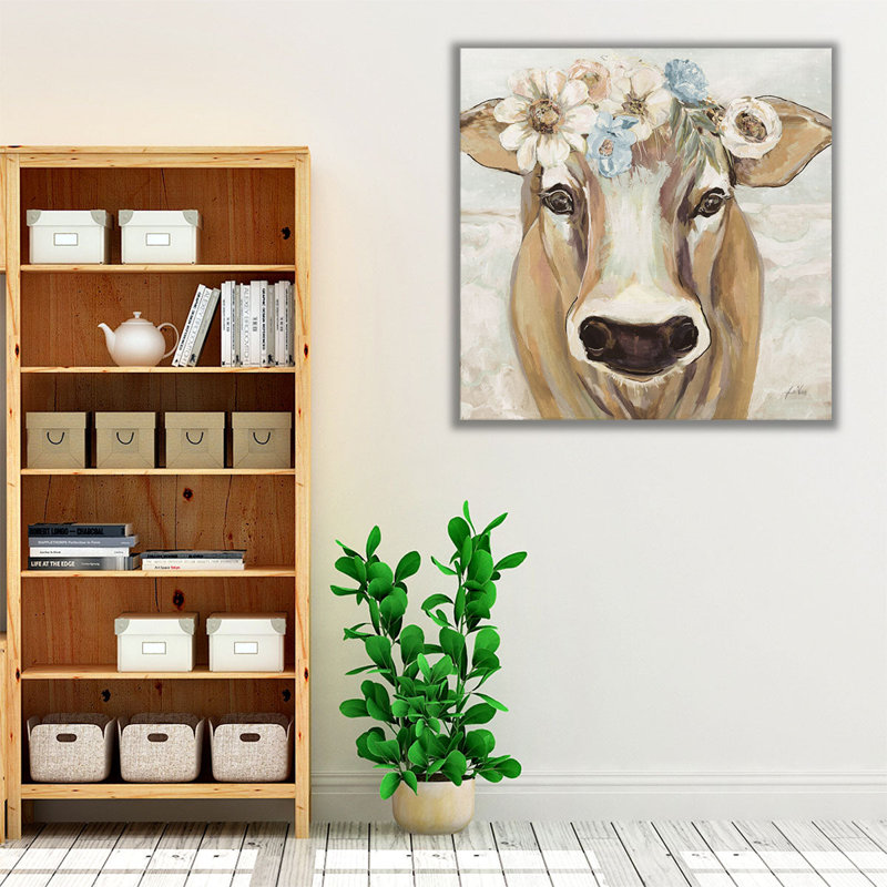 Beau avec fleurs - reproduction d'art sur toile, H 20 po x l 20 po