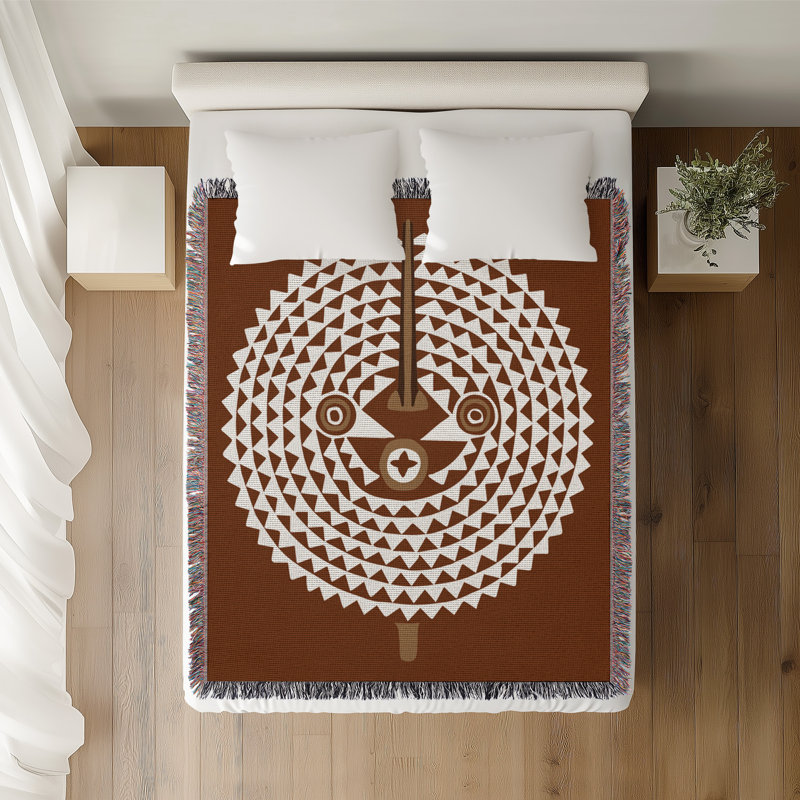 Couverture 100% coton Mossi, L 60 po x l 60 po, Brun rouille