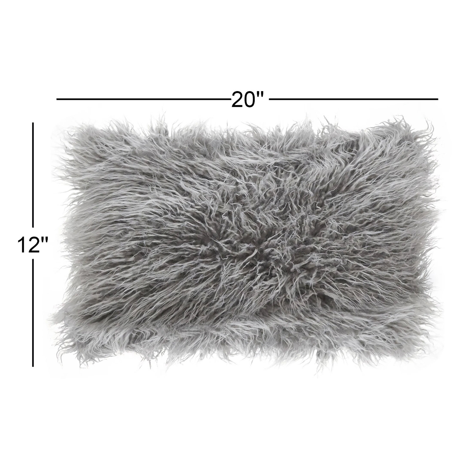 Faux Fur Lumbar Throw Pillow, Fog, 12"H x 20"W