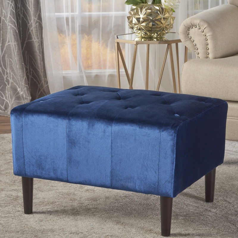Navy Blue Velvet Seat , And Buttoned, With Birch Wood Base Tufting, Buttoned Detail, Solid Structure