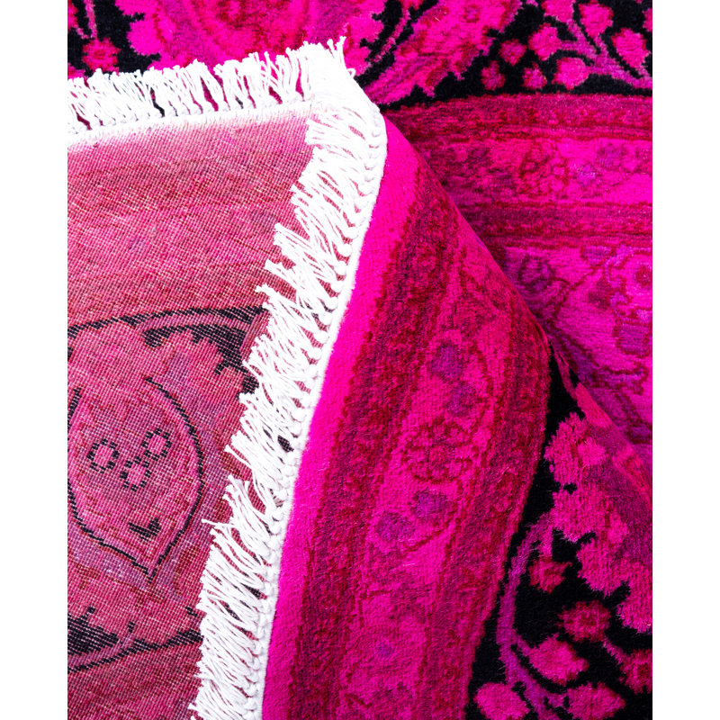 Overdyed Hand-Knotted Wool Modern-Contemporary Pink Area Rug 8' 1" x 8' 1"