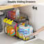 Rangement et organisateur sous évier, étagère coulissante à 2 niveaux, grande tablette en métal noir, barre de suspension, organisateur de placard de cuisine et salle de bain, tiroir de rangement coulissant pour garde-manger, lot de 2, (noir)