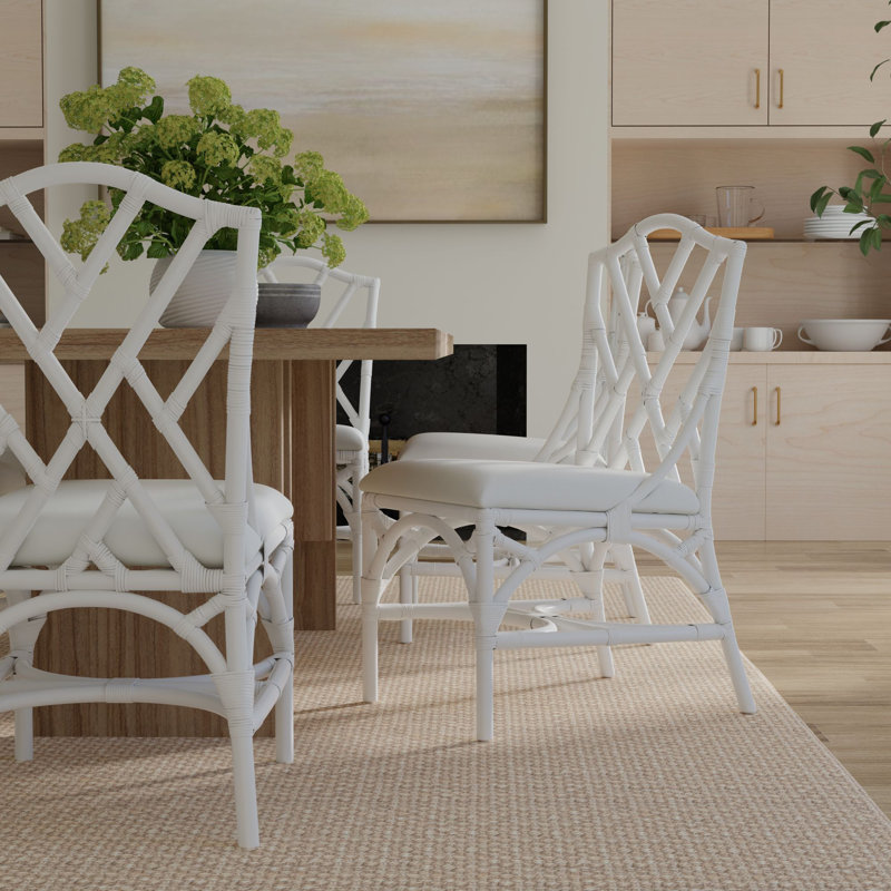 Alderson 20'' H Cotton Upholstered Side Chair, White