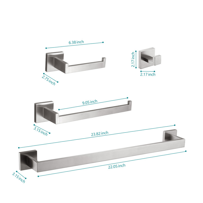 4 Bathroom Hardware - Brushed Nickel Finish. Modern Look For Bathrooms. Stainless Steel, Prevents Corrosion & Rust, Highly Scratch-. , Install Easily Accessories . Stylish Outdoor Areas. Corrosion,