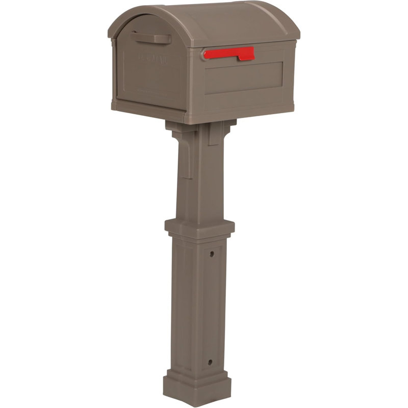 Grand Haven Plastic Mailbox And Post Kit, GHC40MAM, Mocha, Extra Large Capacity