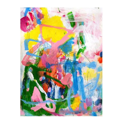 Oil Paint Look Multicolor Abstract Pattern Woven Base Decorative Machine Washable Rug