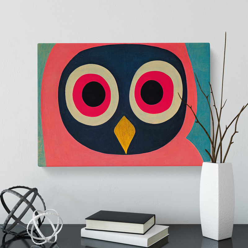 Bold Abstract Owl Vol.2 - Wrapped Canvas, 50cm H x 76cm W x 3cm D