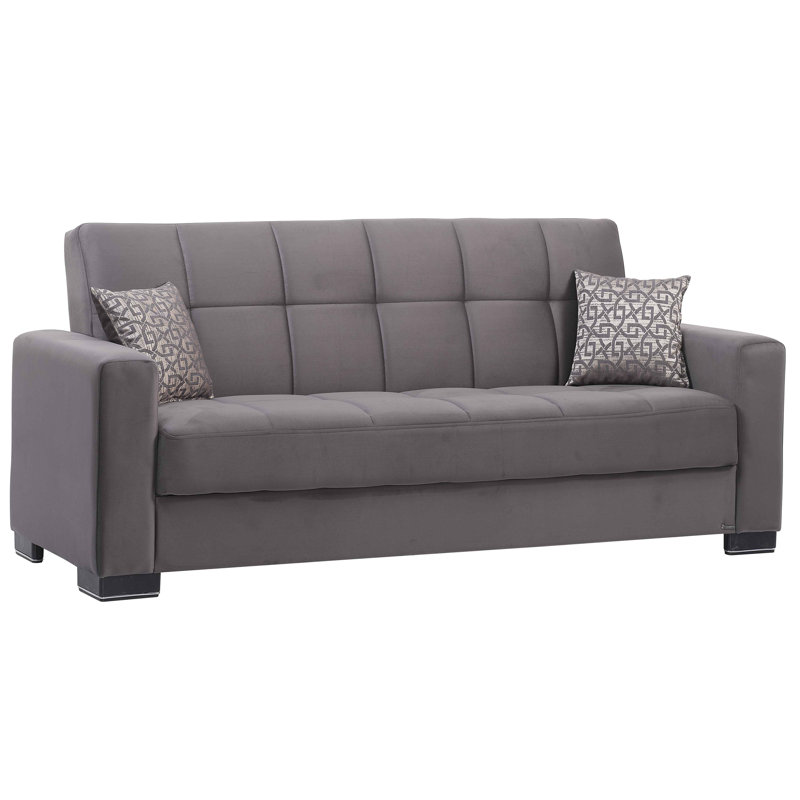 Legacy 87 in. Fabric Upholstered 3-Seater Twin 3-in-1 Sleeper Sofa Bed with Storage, Gray Microfiber