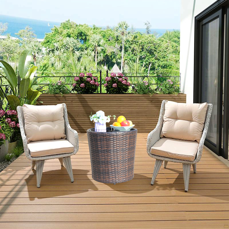 Outdoor Patio Furniture 1 Round Coffee Table, With Tempered Glass