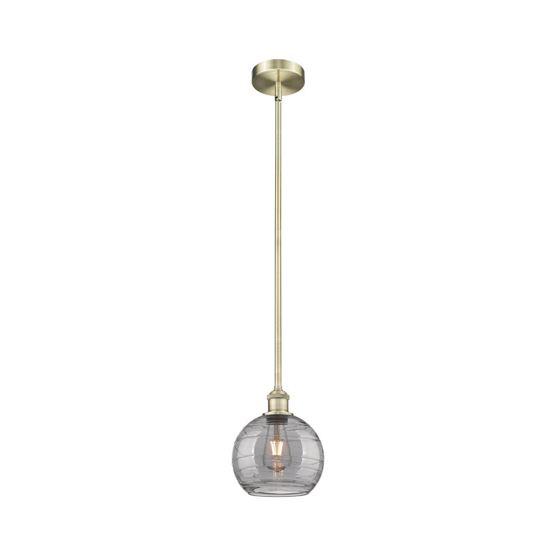Luminaire suspendu suspendu 1 lumière Edison Ellington Deco Swirl-616-G1213, H 9,38 po x l 8 po x P 8 po, Laiton antique