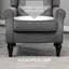 Chaise d'appoint moderne, capitonnée avec accoudoirs ronds et pieds en bois, gris foncé-126443101