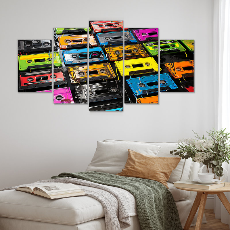 Ensemble de décorations murales à bandes multiples rétro futur mélodique II - cassettes