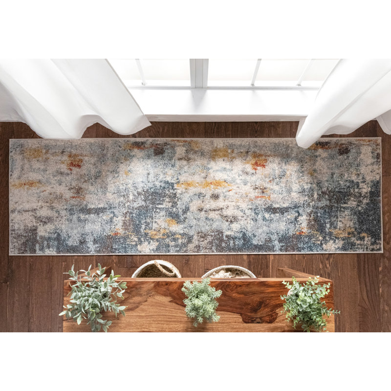 Sydney Abstract Synthetic Area Rug, Runner 67 x 220cm