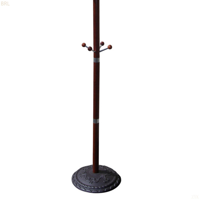 73" Tall Chrome And Wood Coat Rack, Cherry Finish, Cherry