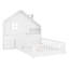 Lit maison avec fenêtre, tiroirs, tablettes, garde-corps et port USB-582269743