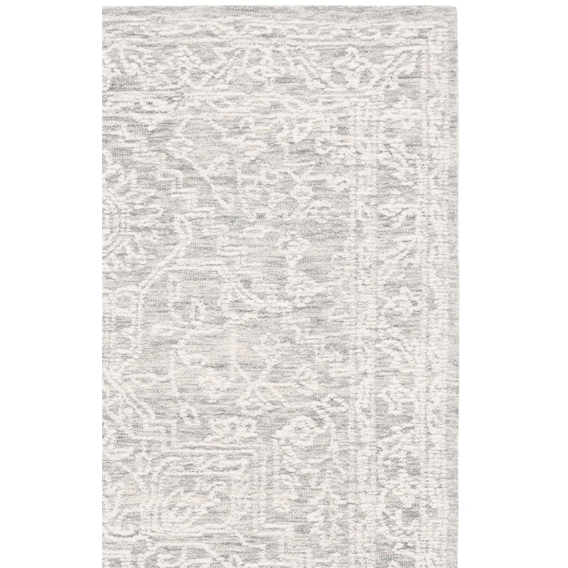 Patrizi Ebony Hand Tufted Wool Cotton Oriental Rug in Beige/Gray/Ivory, Square 6'