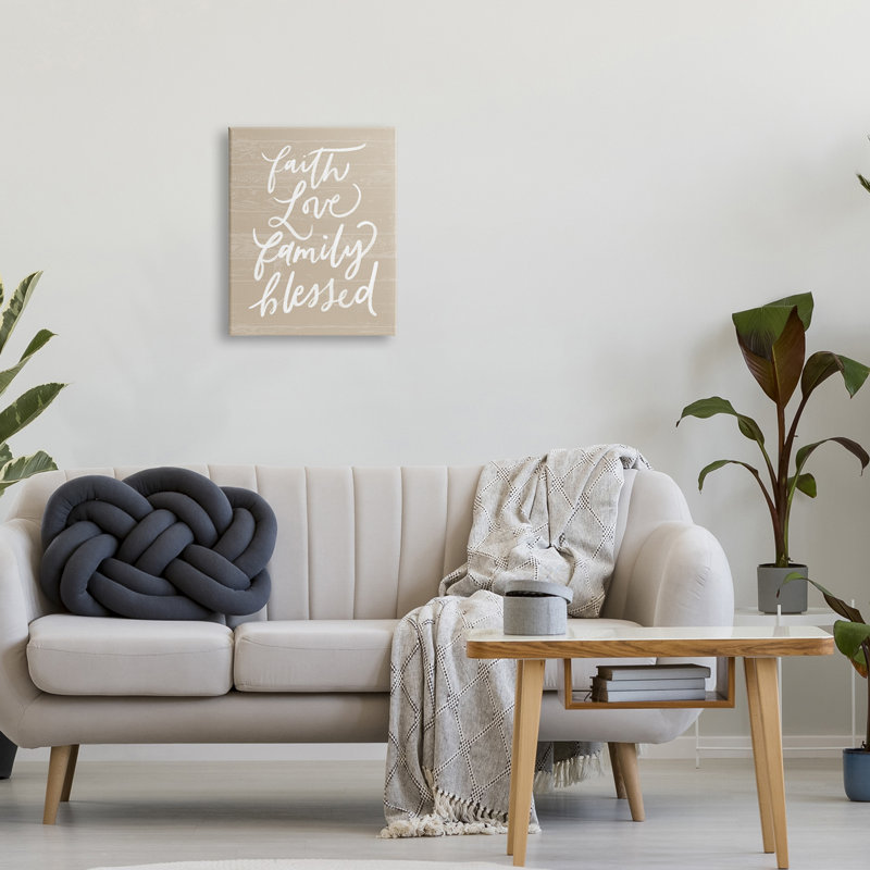 Faith Love Family Blessed Calligraphy, H 16 po x l 20 po, Toile tendue