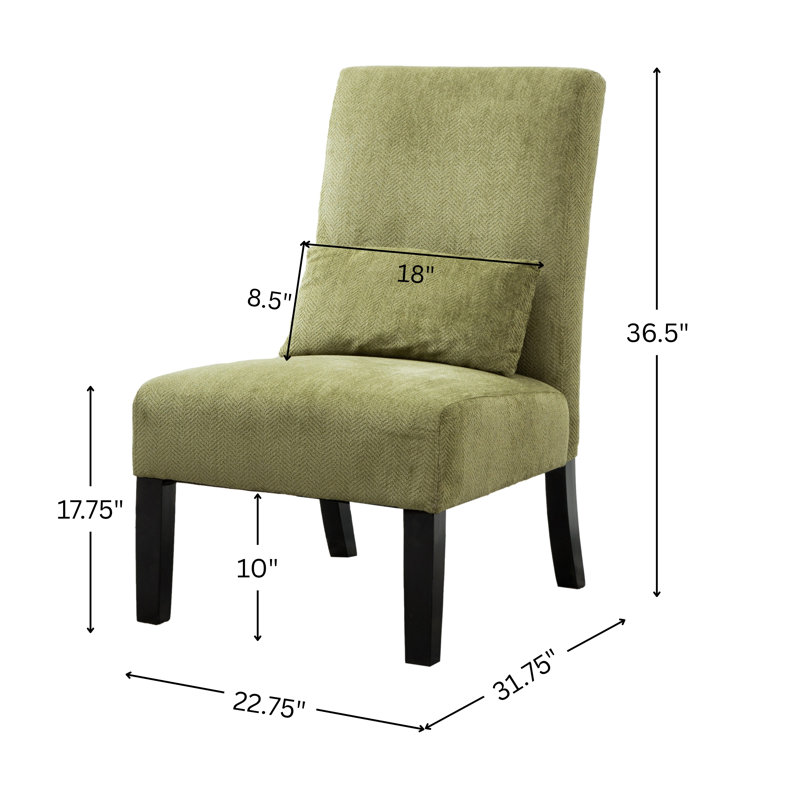 Fauteuil d'appoint sans accoudoirs avec coussin Pisano, Chenille verte