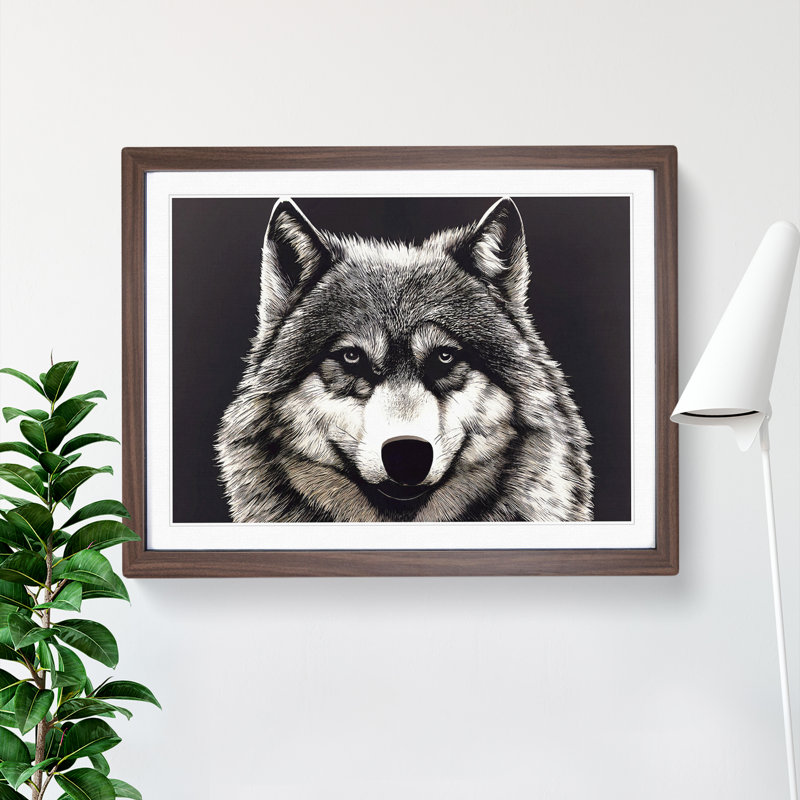 Face Of The Wolf Vol.4 - Single Picture Frame Painting, 46cm H x 64cm W x 2cm D, Walnut