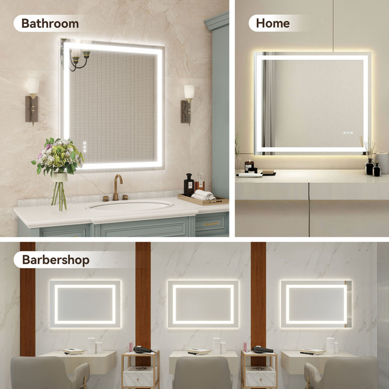 Bathroom Smart Mirror with Lights - Led Mirror, Backlit & FrontLit, Dimmable, 3 Colors Modes, Memory Function, Waterproof