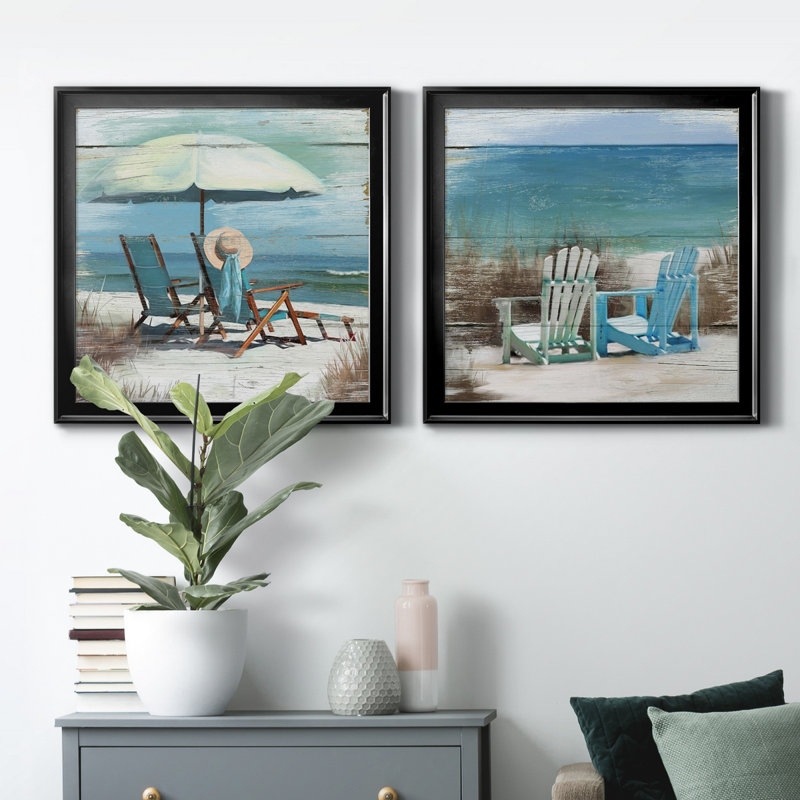 Perfect Spot - Ensemble de 2 peintures sur toiles encadrées, H 30,5 po x l 61 po x P 1,5 po, Noir