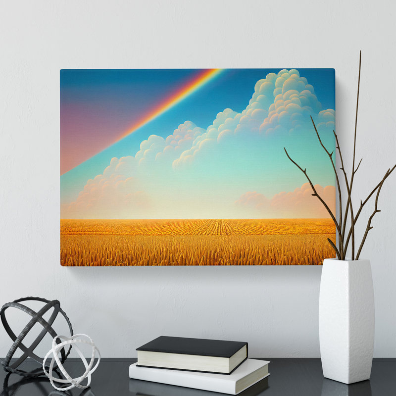 Rainbow Above A Wheat Field - Wrapped Canvas, 35cm H x 50cm W x 3cm D