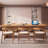 Large rectangular solid wood desk with drawers-486655906