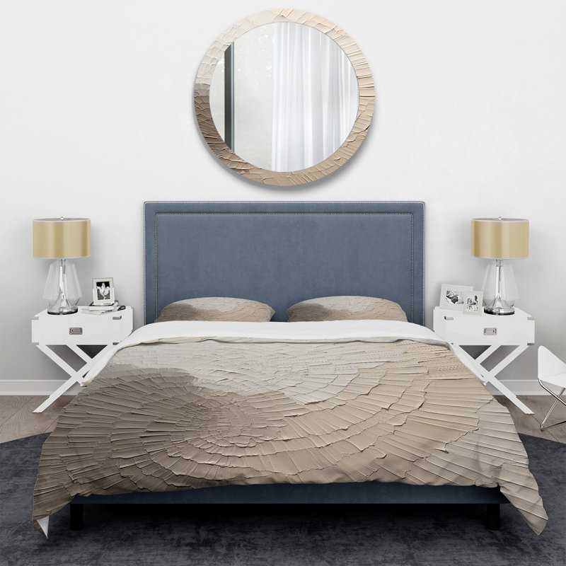 Ensemble de housse de couette gracieux minimalisme beige, Housse de couette pour grand lit et 2 taies décor