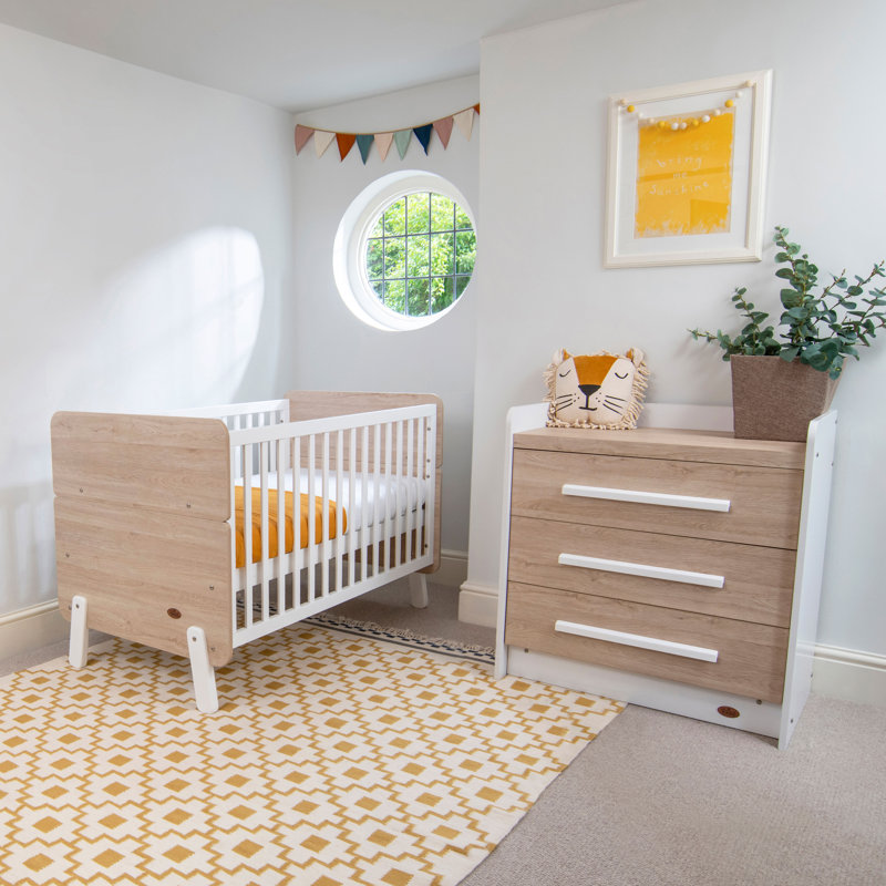 Natty Cot Bed 3-Piece Nursery Furniture Set, White/Oak
