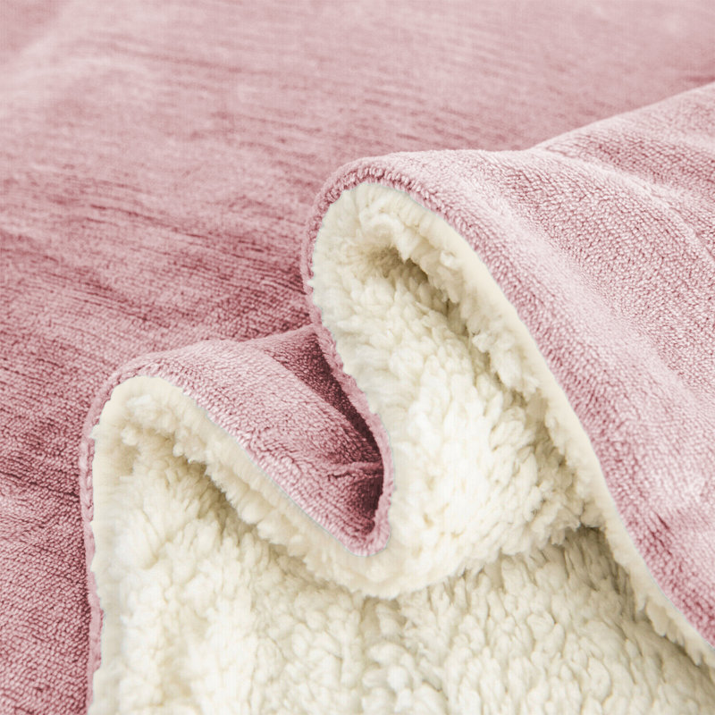Diya Soft Sherpa Fleece Fur Thick Dual Sided Flannel Reversible Blanket Throw, Pink, W150 x L200cm