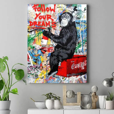 Graffiti Style Follow Your Dreams Chimp Canvas Print - Urban Studio