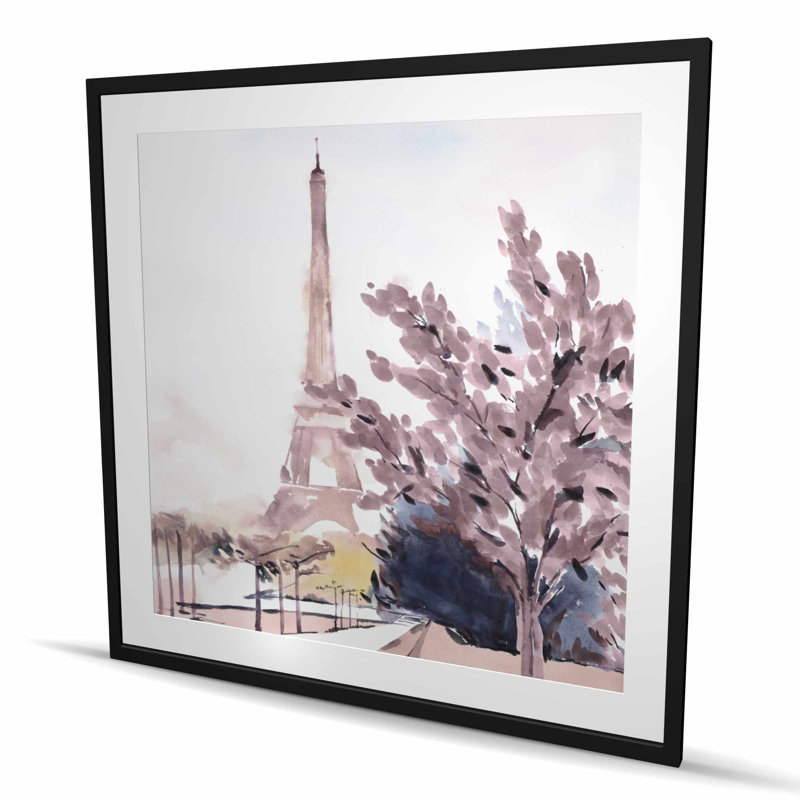 Paris & Eiffel Scene Framed Matted Print | Bedroom Decor