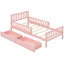 Lit plateforme simple en bois rose avec garde-corps et rangement sécuritaire-137513702-137513701