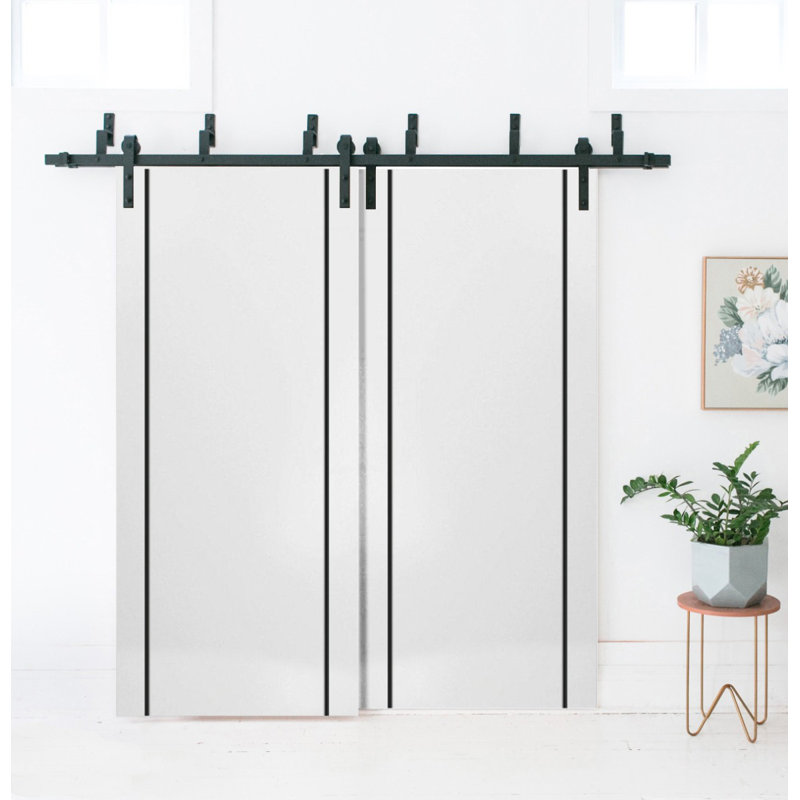 Porte de grange en bois massif massif, Satin blanc, 36 po x 96 po