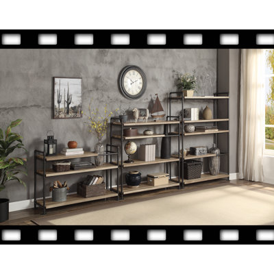 Bookshelf W/5 Shelves In Oak & Sandy Black Finish by Williston Forge