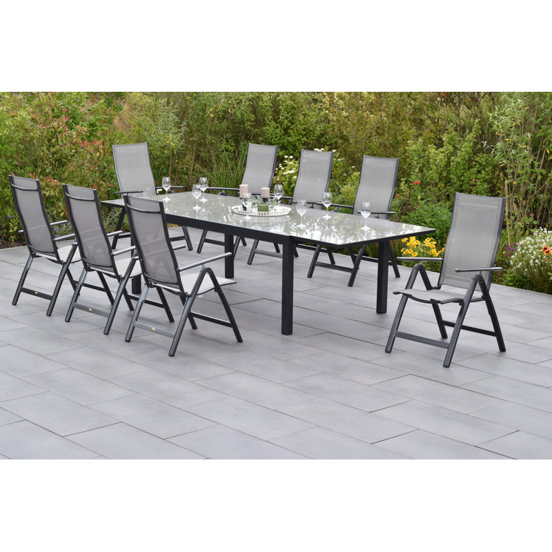 Mariah 8 - Person Patio Dining Set with Extendable Rectangular Table
