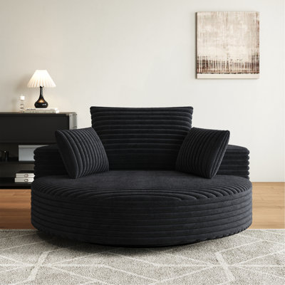 55''L Corduroy Foam Single Swivel Chair, Fluffy Modern Sleeper, 360 Degree Swivel Chair For Living Room, Bedroom, Lounge And Projection Room